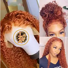 12A 180% Density 13 x 4 Or 13 x 6 Ginger Color Lace Frontal Human Hair Wigs with Baby Hair Pre Plucked