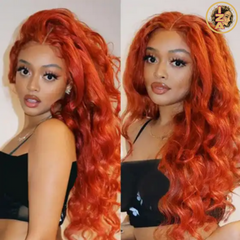 12A 180% Density 13 x 4 Or 13 x 6 Ginger Color Lace Frontal Human Hair Wigs with Baby Hair Pre Plucked