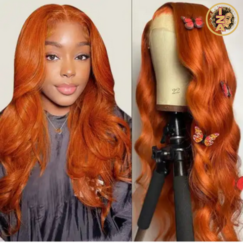 12A 180% Density 13 x 4 Or 13 x 6 Ginger Color Lace Frontal Human Hair Wigs with Baby Hair Pre Plucked