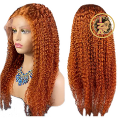 12A 180% Density 13 x 4 Or 13 x 6 Ginger Color Lace Frontal Human Hair Wigs with Baby Hair Pre Plucked