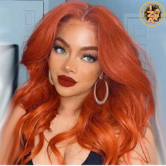 12A 180% Density 13 x 4 Or 13 x 6 Ginger Color Lace Frontal Human Hair Wigs with Baby Hair Pre Plucked