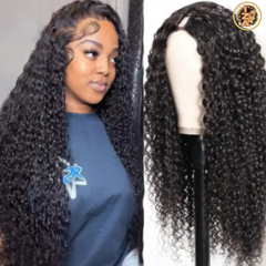 13 X 6 Front Lace Curly 1B Human Hair Wig w/ Baby Hair