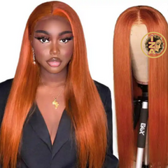 12A 180% Density 13 x 4 Or 13 x 6 Ginger Color Lace Frontal Human Hair Wigs with Baby Hair Pre Plucked